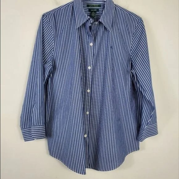 Accessories - Lauren Ralph Lauren Non-Iron Button Up Womens Size L Kimono Sleeve Preppy